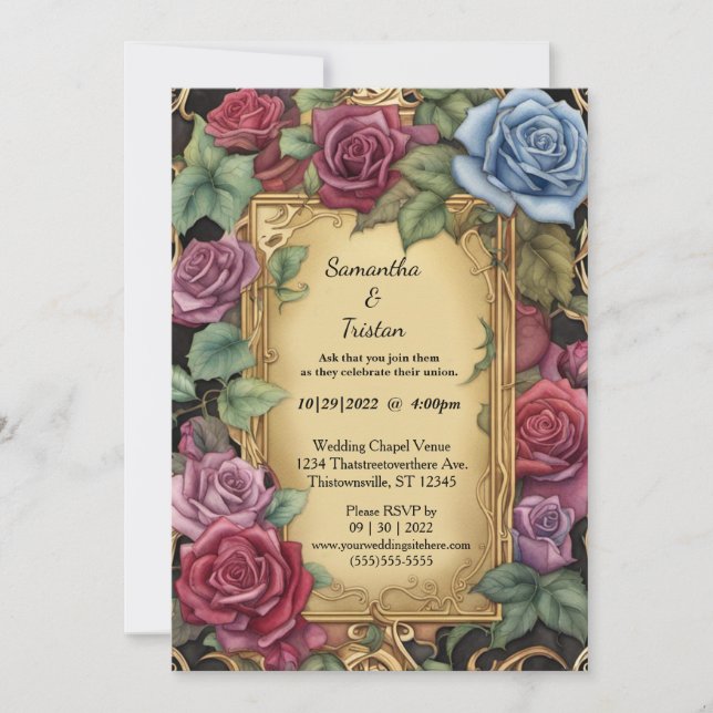 Invitation Aquarelle Floral Rose Jardin Mariage élégant (Devant)
