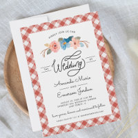 Aquarelle Floral rouge chèque amusant Mariage Déco