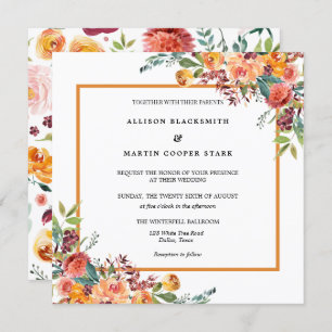 Invitation Aquarelle Floral Rustique Mariage