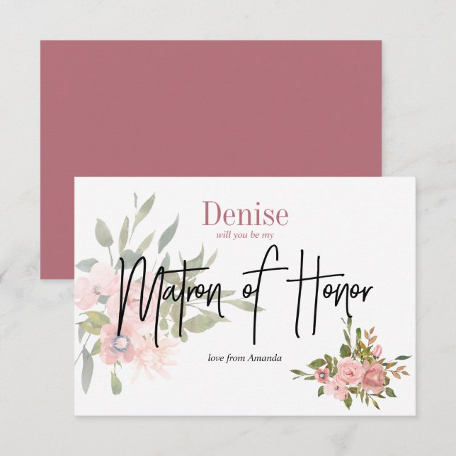 Invitation Aquarelle Floral Serez-vous mon maître d'honneur (Devant / Derrière)