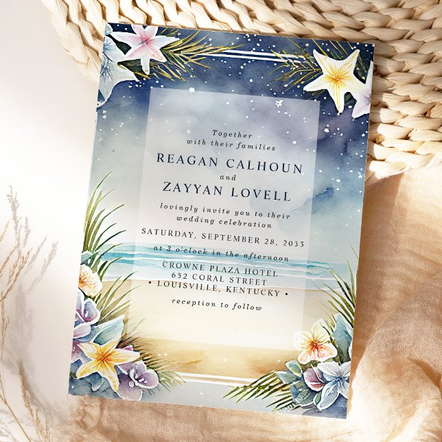 Invitation Aquarelle Floral Soirée Plage Mariage (Créateur téléchargé)