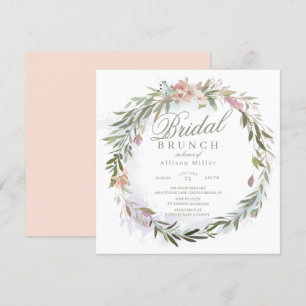 Invitation Aquarelle Floral verdure Wreath Bridal Brunch