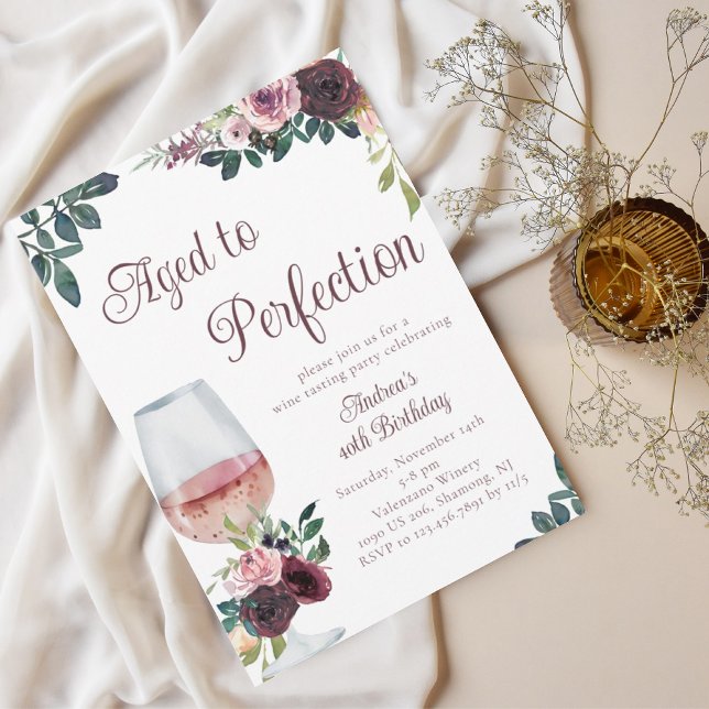 Invitation Aquarelle Floral vieilli à la perfection Anniversa (Créateur téléchargé)
