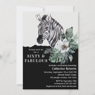 Invitation Aquarelle Floral Zebra 60e anniversaire