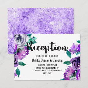 Invitation Aquarelle florale à la menthe et au violet Récepti
