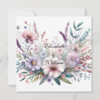 Invitation Aquarelle florale aux couleurs pastel douces