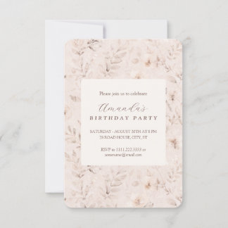 Invitation aquarelle florale beige neutre douce