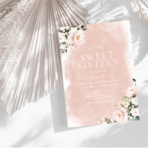 Invitation Aquarelle florale blanche et blanche Douce 16