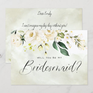 Invitation Aquarelle florale blanche et verte Script Bridesma