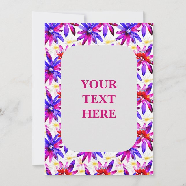 Invitation Aquarelle florale Boho - Motif de fleurs artistiqu (Devant)