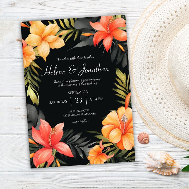 Invitation Aquarelle Florale Botanique Mariage tropical (Watercolor Floral Botanical Tropical Wedding Invitation)