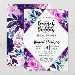 Invitation Aquarelle florale Brunch & Fête des mariées mousse