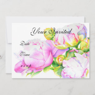 Invitation Aquarelle florale classique et élégante de pivoine