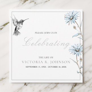 Invitation Aquarelle Florale Colibri Célébration de la vie