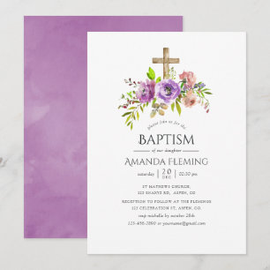 Invitation Aquarelle florale de printemps pour baptême