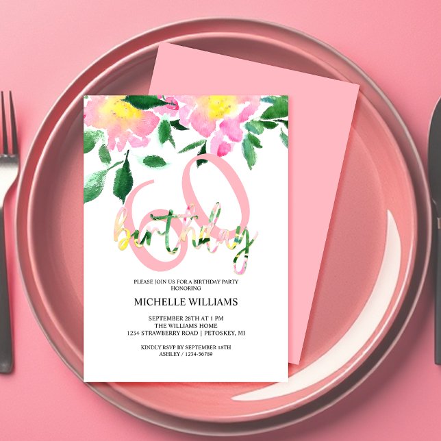 Invitation Aquarelle florale d'été artistique Art Anniversair (Créateur téléchargé)