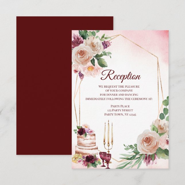 Invitation Aquarelle florale du Boho de Bourgogne (Devant / Derrière)