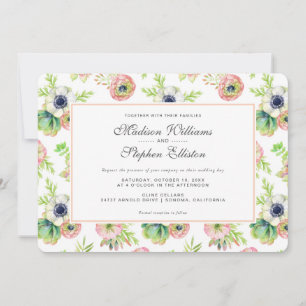 Invitation Aquarelle florale et succulente - Mariage
