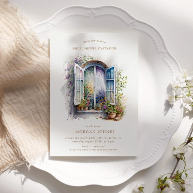 Invitation Aquarelle florale fenêtre nuptiale (Créateur téléchargé)