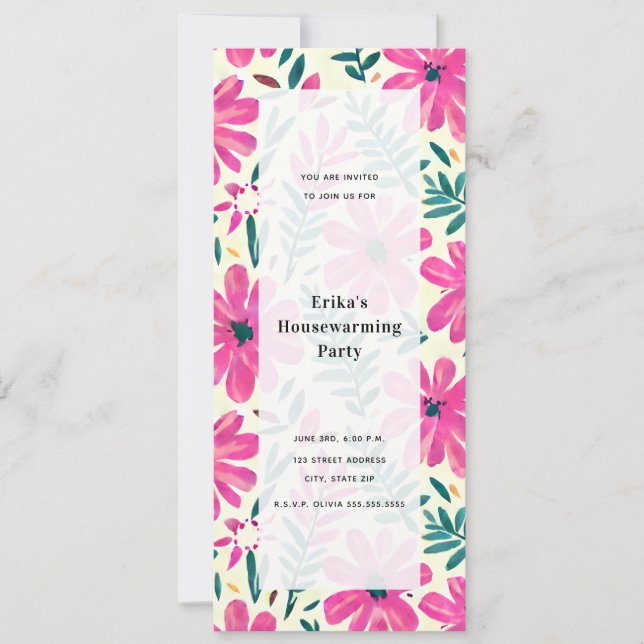 Invitation Aquarelle Florale Fête à toutes fins (Devant)