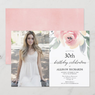 Invitation Aquarelle florale florale floue femme photo d'anni