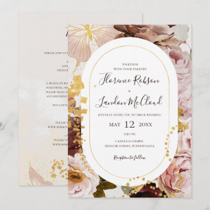 Invitation Aquarelle Florale Flush moderne tout en un Mariage