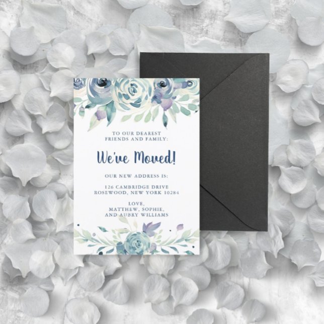 Invitation Aquarelle florale hiver Nous avons déplacé Faire-p (Créateur téléchargé)