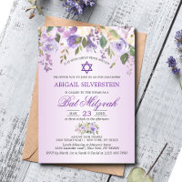 Aquarelle Florale Lavande violet étoile Bat mitzva