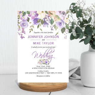 Invitation Aquarelle Florale Lavande violet Mariage Lilac