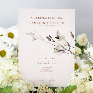 Invitation Aquarelle Florale Magnolia Terracotta