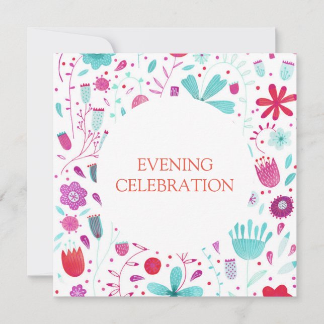 Invitation Aquarelle florale Mariage du soir (Devant)