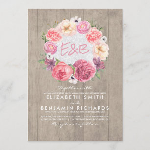 Invitation Aquarelle Florale Mariage rustique