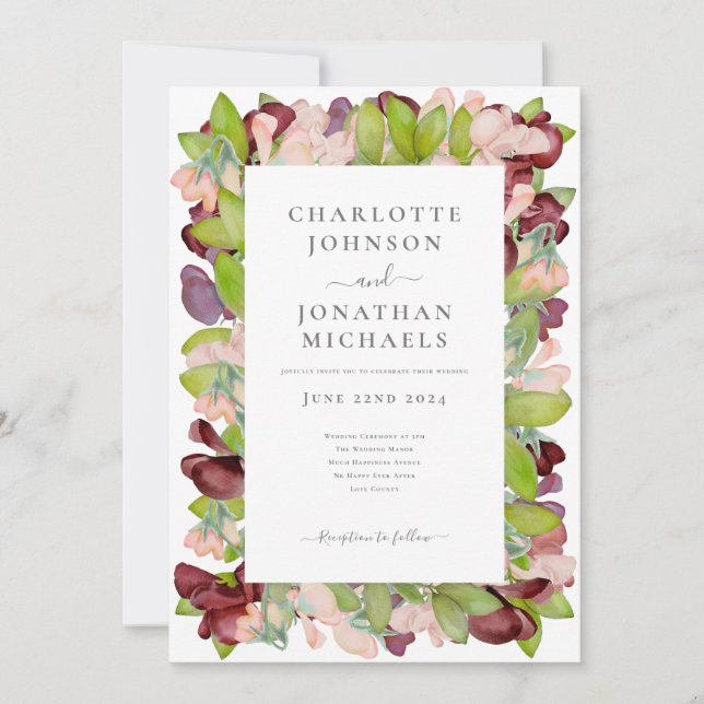 Invitation Aquarelle florale moderne Mariage orange (Devant)