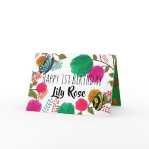 Aquarelle Florale Papillon Anniversaire