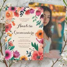 Aquarelle Florale Quinceañera Photo personnalisée