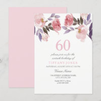 Aquarelle florale rose Peach 60e anniversaire Invi