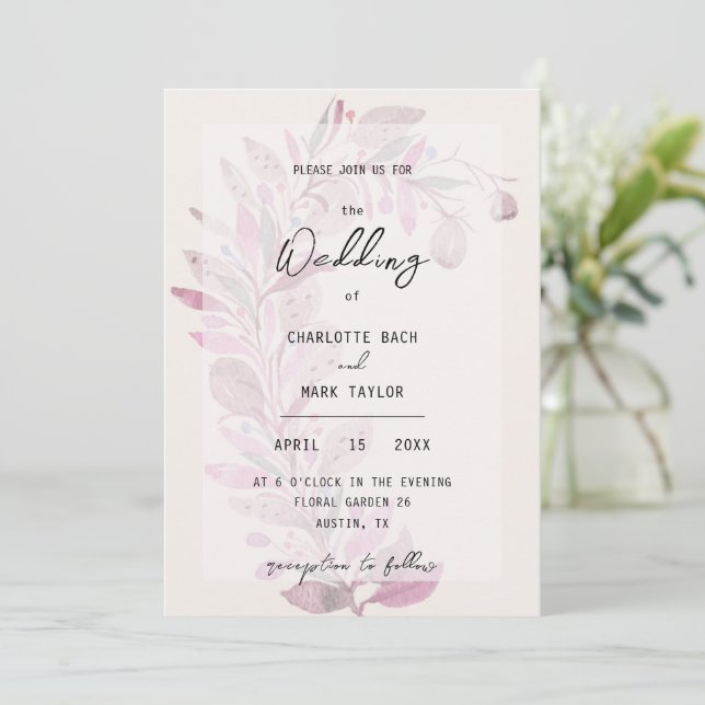Invitation Aquarelle florale rustique (Debout devant)