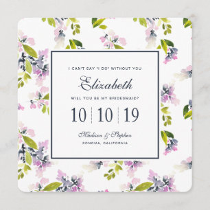 Invitation Aquarelle florale sensible - demoiselle d'honneur