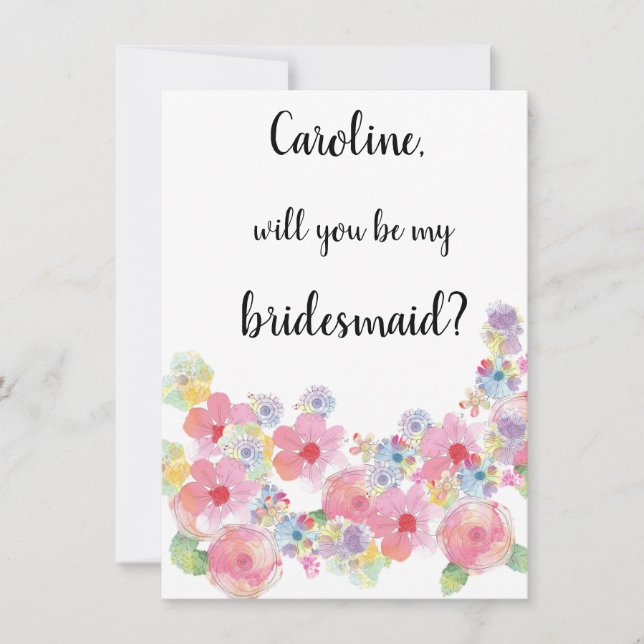 Invitation Aquarelle Florale Serez-Vous Mon Conception D'Épou (Devant)