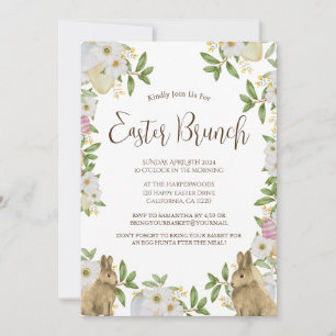 Invitation Aquarelle florale simple chasse aux oeufs de brunc