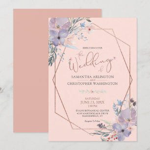 Invitation Aquarelle Florale Terra Cotta Rose Mariage or