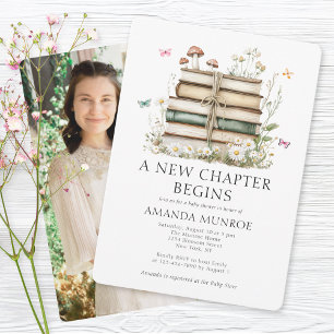 Invitation Aquarelle Florale Un nouveau chapitre Baby shower 