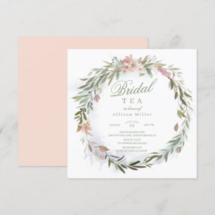 Invitation Aquarelle Florale Verdure Thé nuptial Wreath