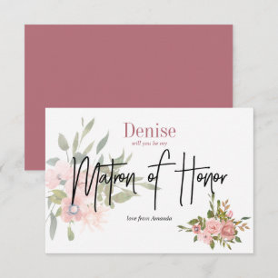 Invitation Aquarelle Florale Veux-tu être ma Matrone d'Honneu