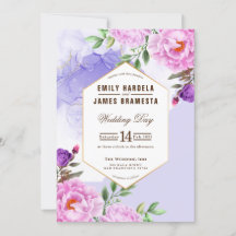Aquarelle Florale violet Mariage Budget encadré