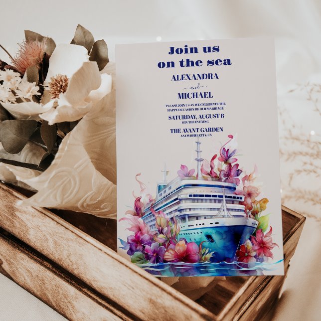 Invitation Aquarelle Floride Hawaii mariage de croisière naut (Créateur téléchargé)