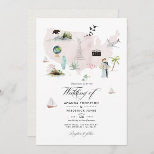 Invitation Aquarelle Floride USA Destination Mariage Photo