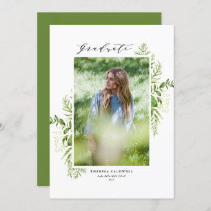 Invitation Aquarelle Foliage Vertical Photo Graduation