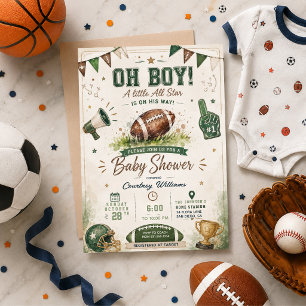 Invitation aquarelle football baby shower