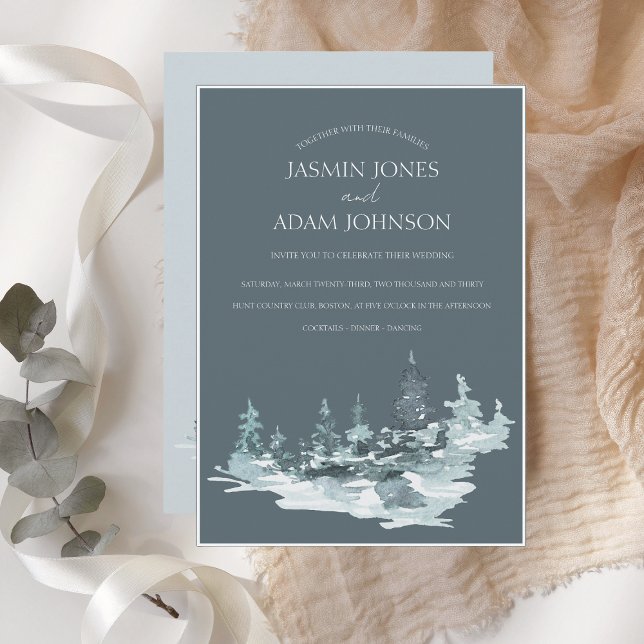 Invitation Aquarelle Forêt Pin vert Mariage (Créateur téléchargé)
